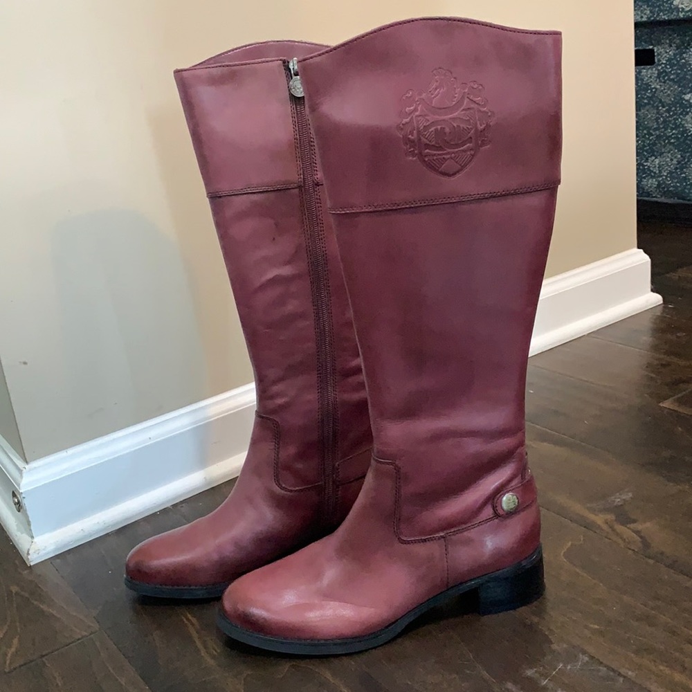 Etienne Aigner Plum Leather Boots